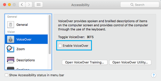 如何在Mac上关闭并禁用VoiceOver朗读功能-第4张图片-致知笔记