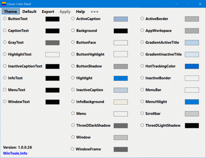 Classic Color Panel:一键修改 Windows 10 中 32 项界面颜色-第1张图片-致知笔记 Classic Color Panel:一键修改 Windows 10 中 32 项界面颜色-第1张图片-致知笔记