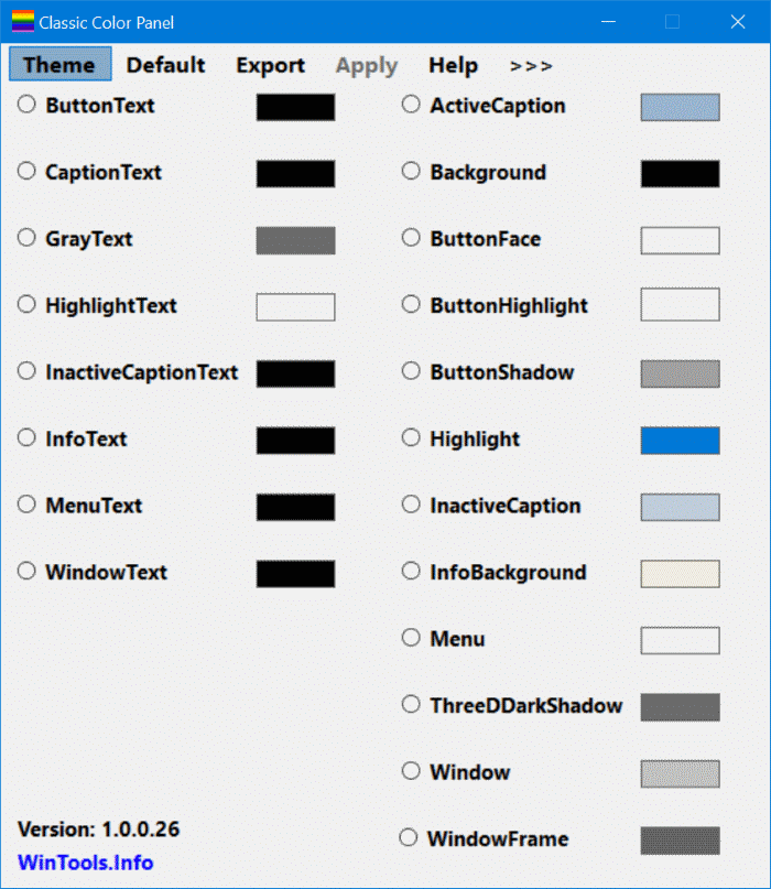 Classic Color Panel:一键修改 Windows 10 中 32 项界面颜色-第2张图片-致知笔记 Classic Color Panel:一键修改 Windows 10 中 32 项界面颜色-第2张图片-致知笔记