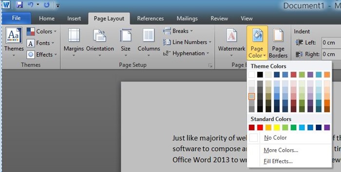 如何在 Word 2016/2013/2010 中更改页面背景颜色-第3张图片-致知笔记 如何在 Word 2016/2013/2010 中更改页面背景颜色-第3张图片-致知笔记