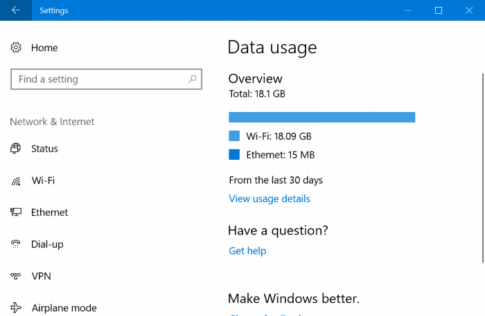 如何在 Windows 10 中重置或清除网络数据使用量统计-第1张图片-致知笔记 如何在 Windows 10 中重置或清除网络数据使用量统计-第1张图片-致知笔记
