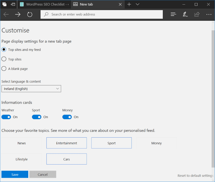 如何在 Windows 10 中自定义 Edge 浏览器的新标签页-第4张图片-致知笔记