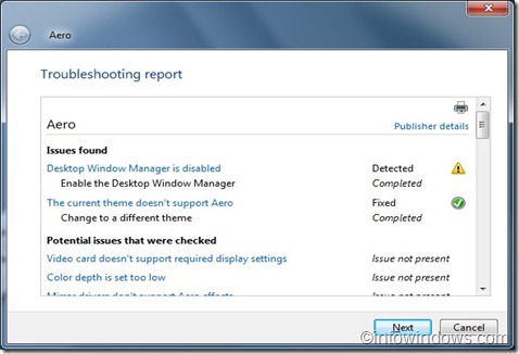 如何使用 Aero 疑难解答修复 Windows 7 的 Aero 显示问题-第7张图片-致知笔记 如何使用 Aero 疑难解答修复 Windows 7 的 Aero 显示问题-第7张图片-致知笔记