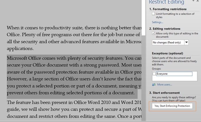 如何锁定 Word 文档的部分内容（Office 2016/2013）-第4张图片-致知笔记