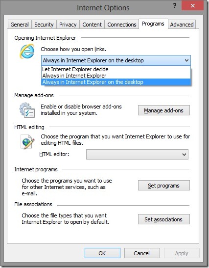 如何让 Windows 8 中的链接始终在桌面版 Internet Explorer 中打开-第2张图片-致知笔记 如何让 Windows 8 中的链接始终在桌面版 Internet Explorer 中打开-第2张图片-致知笔记
