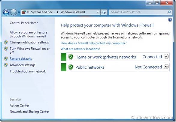 如何将 Windows 7 防火墙恢复为默认设置-第5张图片-致知笔记
