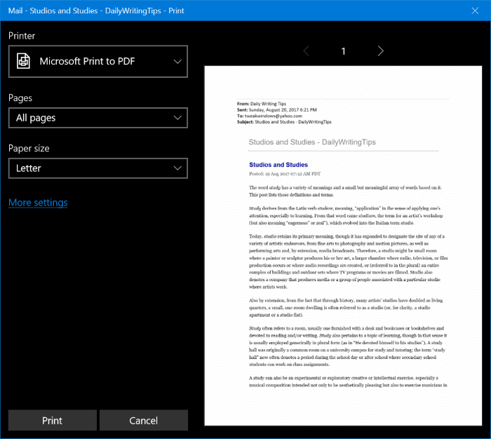 如何在 Windows 10 中把邮件另存为 PDF 文件-第3张图片-致知笔记