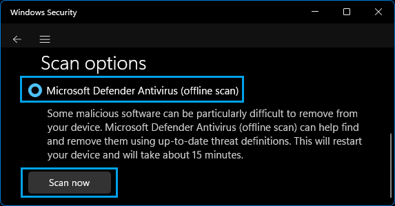 如何使用 Microsoft Defender 离线扫描清除顽固恶意软件(Windows 10/11)-第4张图片-致知笔记 如何使用 Microsoft Defender 离线扫描清除顽固恶意软件(Windows 10/11)-第4张图片-致知笔记