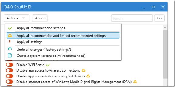 O&O ShutUp10:一键配置 Windows 10 安全与隐私设置-第3张图片-致知笔记 O&O ShutUp10:一键配置 Windows 10 安全与隐私设置-第3张图片-致知笔记