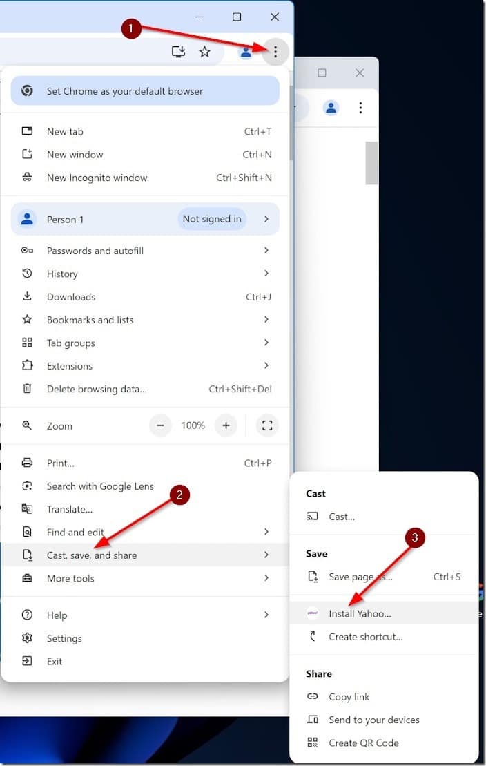 在Windows 11/10上把Yahoo Mail装成桌面App的方法-第1张图片-致知笔记 在Windows 11/10上把Yahoo Mail装成桌面App的方法-第1张图片-致知笔记