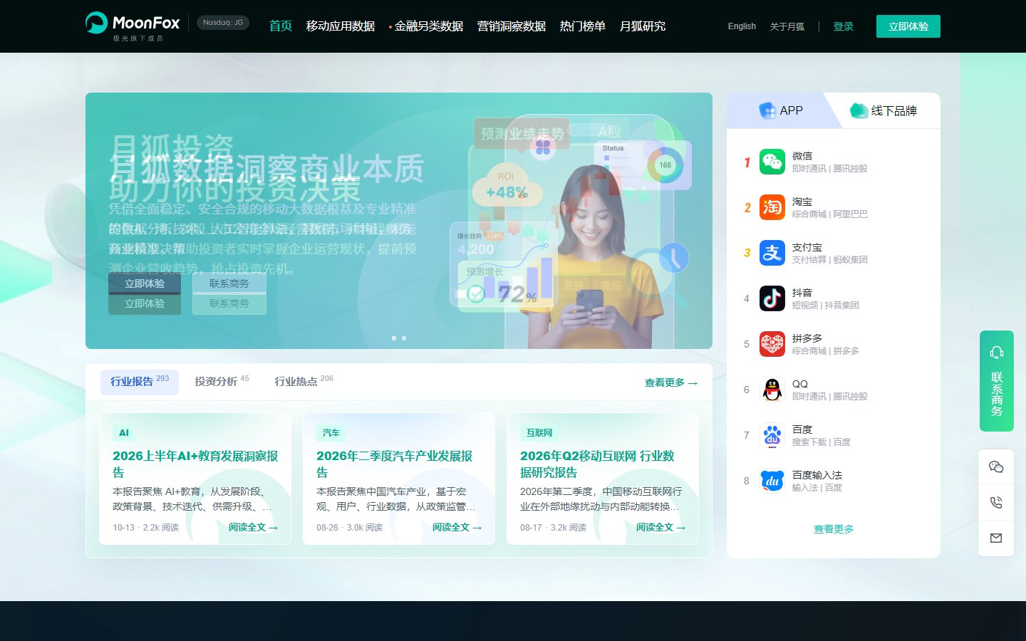 月狐数据官网 - 移动应用数据洞察平台-第1张图片-致知笔记 月狐数据官网 - 移动应用数据洞察平台-第1张图片-致知笔记